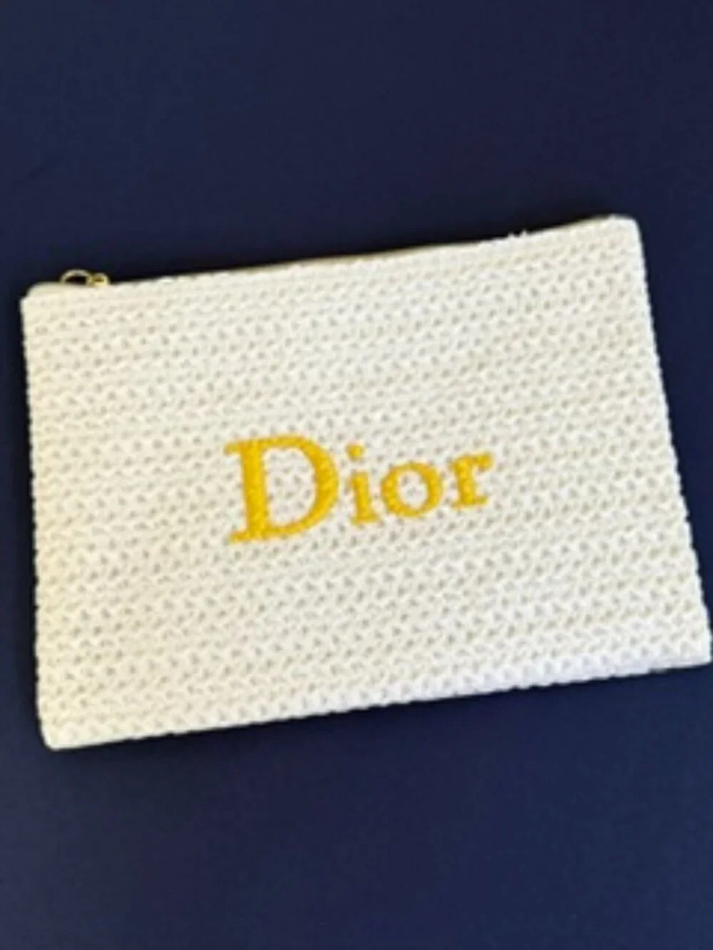 Dior White Crochet Flat Pouch Cosmetic Bag